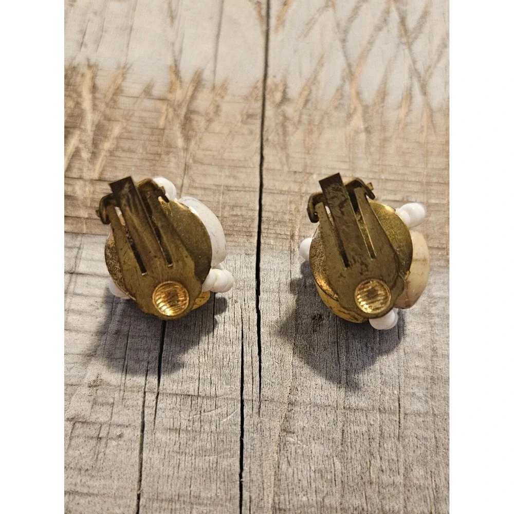 Vintage Beaded Clip On Earrings Statement Fashion Jewelry